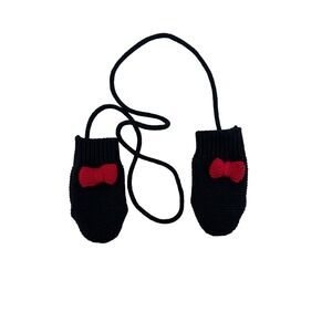 Jacadi Navy Baby Mittens with bow